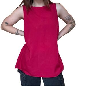 Harvé Bernard Red Sleeveless Blouse Top Lightweight Chiffon Office Elegant